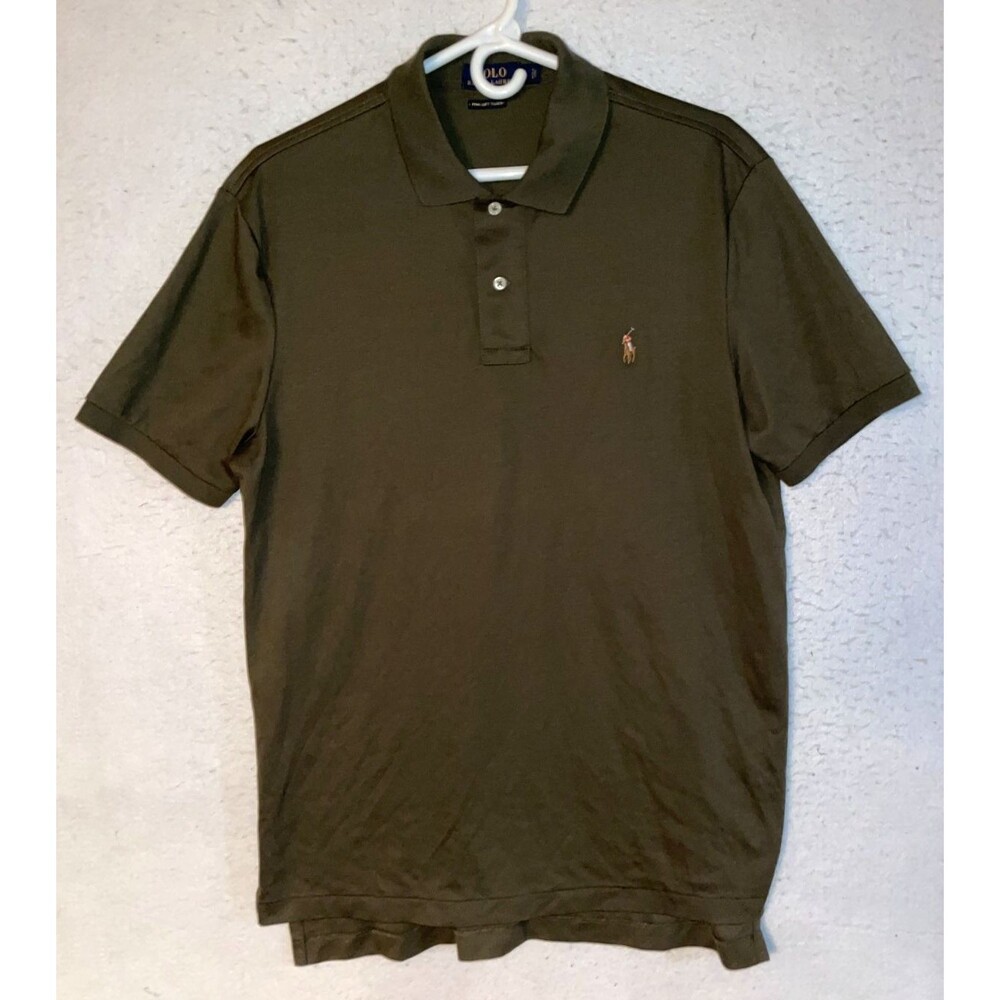 Polo Ralph Lauren Pima Soft Touch Mens L Shirt Army Green Short Sleeve cotton